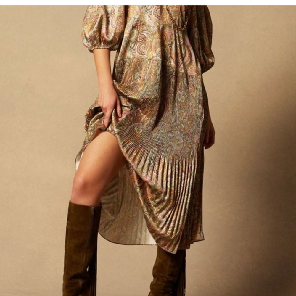 Current Air Paisley Dress with Pink and Brown Tones